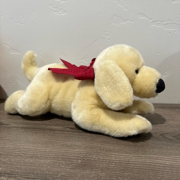 Gund 14” Cooper Yellow Labrador Dog 88947 Red Bow Laying stuffed plush toy lab - Picture 1 of 8